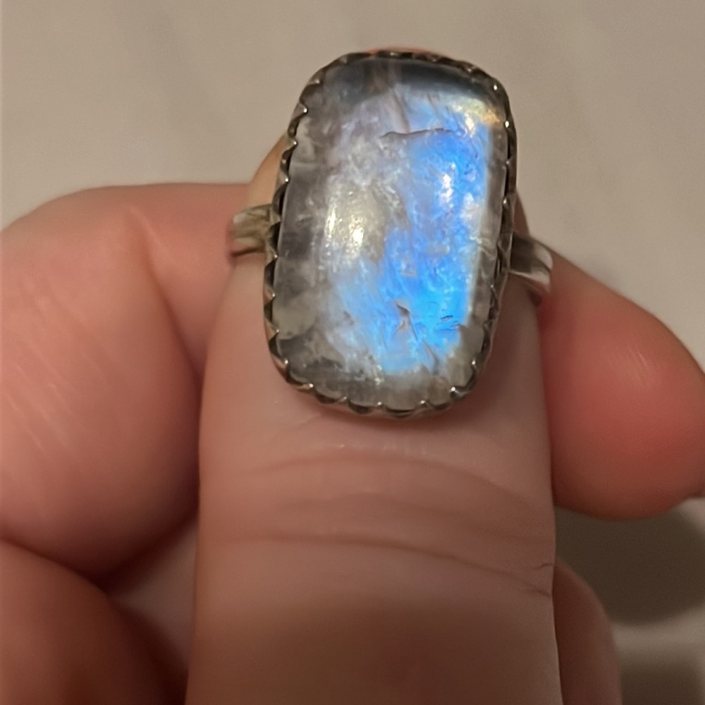 Moonstone Silver Gem Ring - image 2